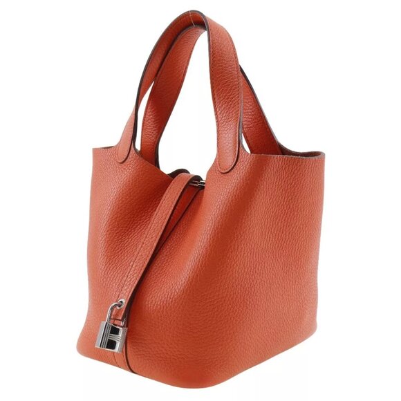 HERMES Picotin LockPM Handbag Orange / SilverHardware Taurillon Clemence Women - Picture 9 of 11